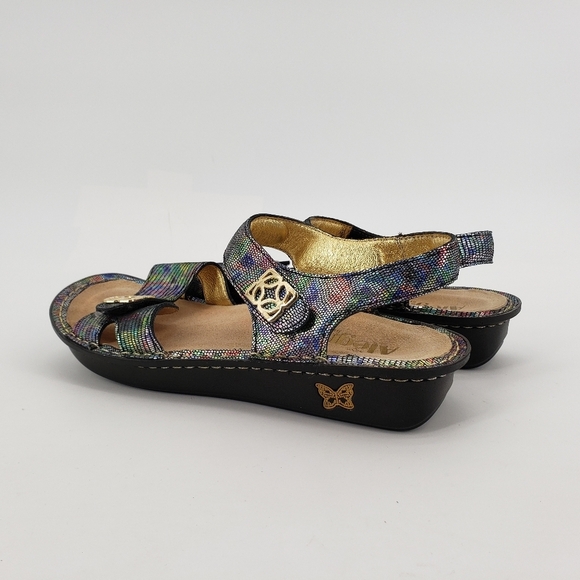 ALEGRIA Vienna Shine On Sandals 38 Multi-Colored Leather Rocker Bottom Shoe - Picture 8 of 13